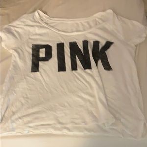 a white tee shirt that says pink